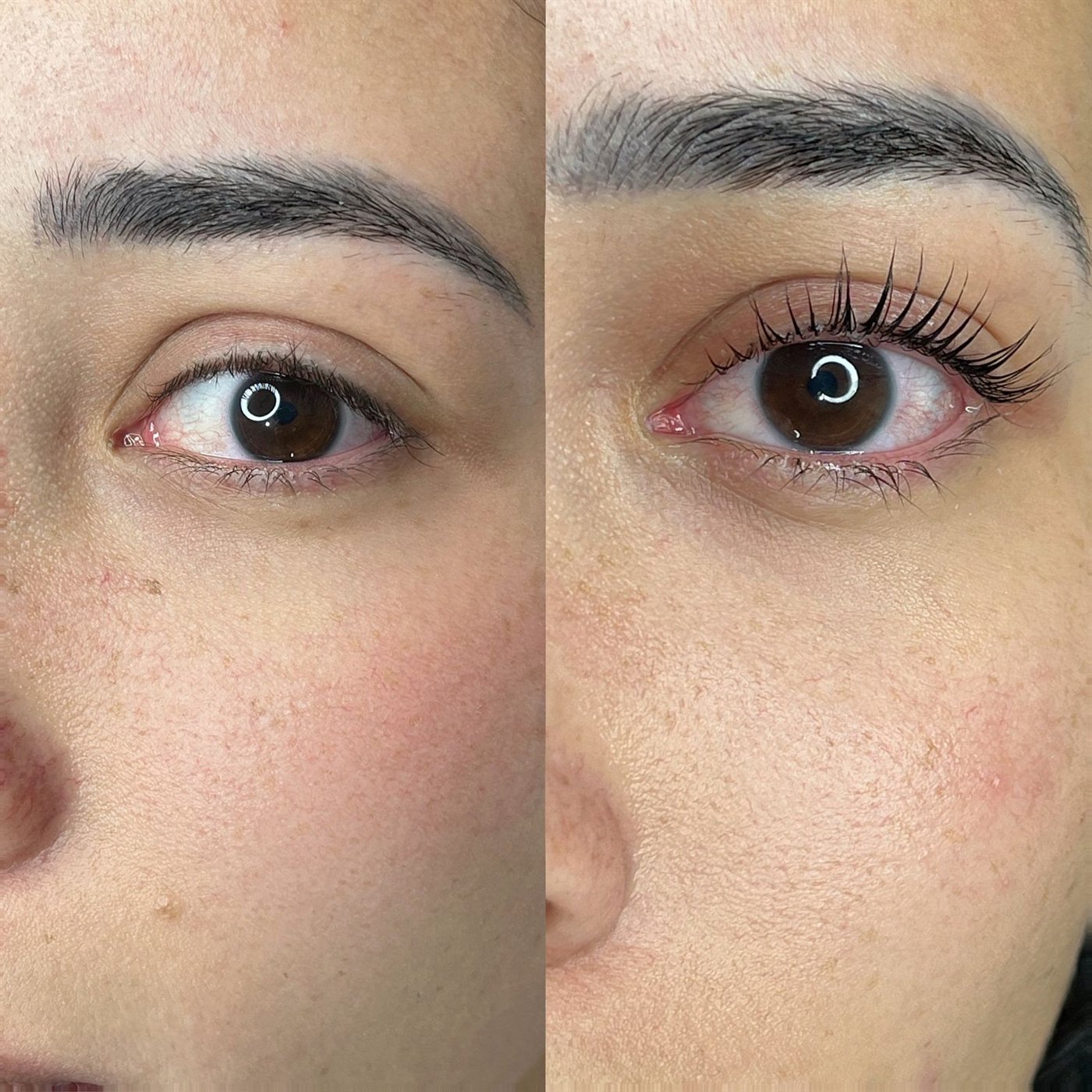 Comparação antes e depois do procedimento Lash Lifting