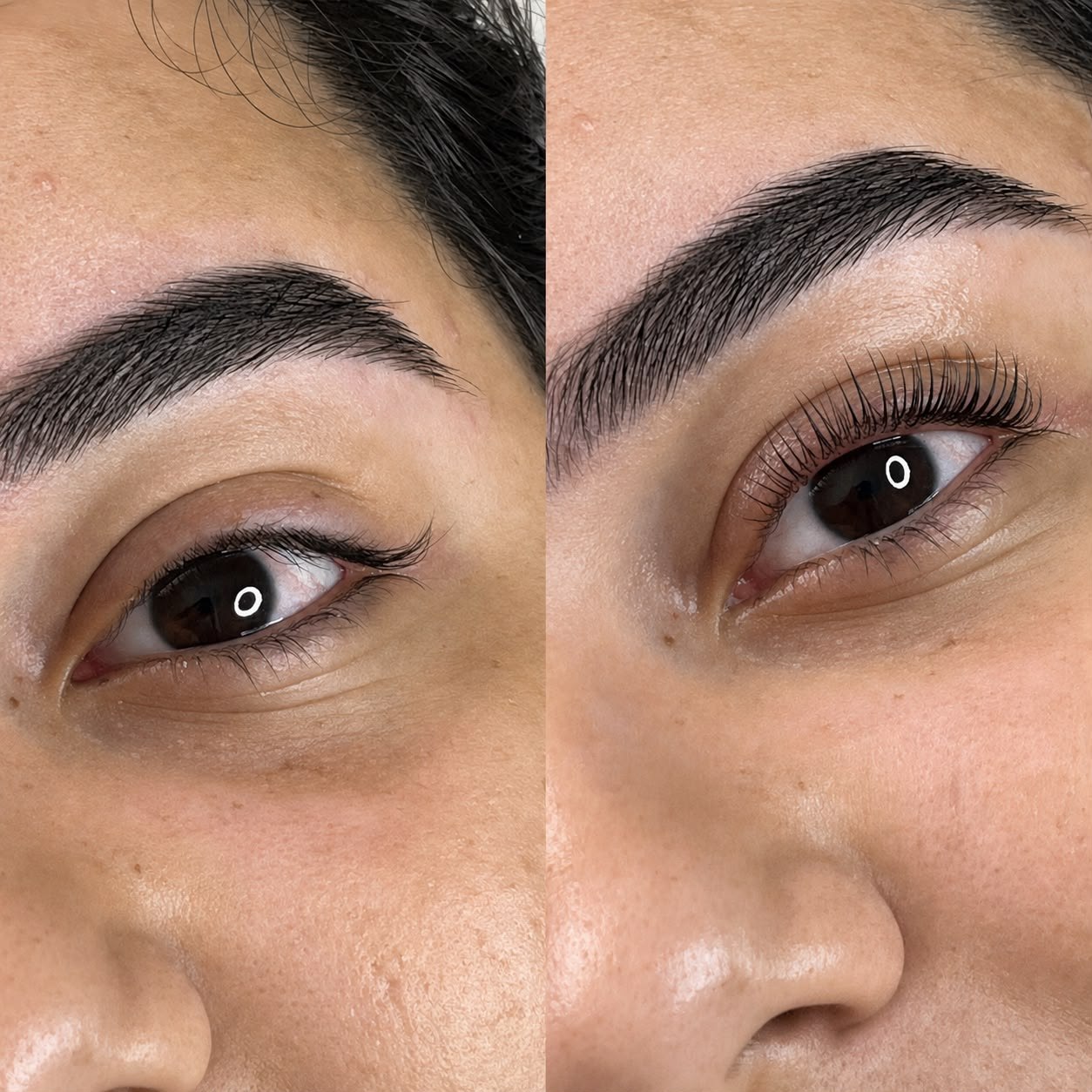 Comparação antes e depois do Lash Lifting